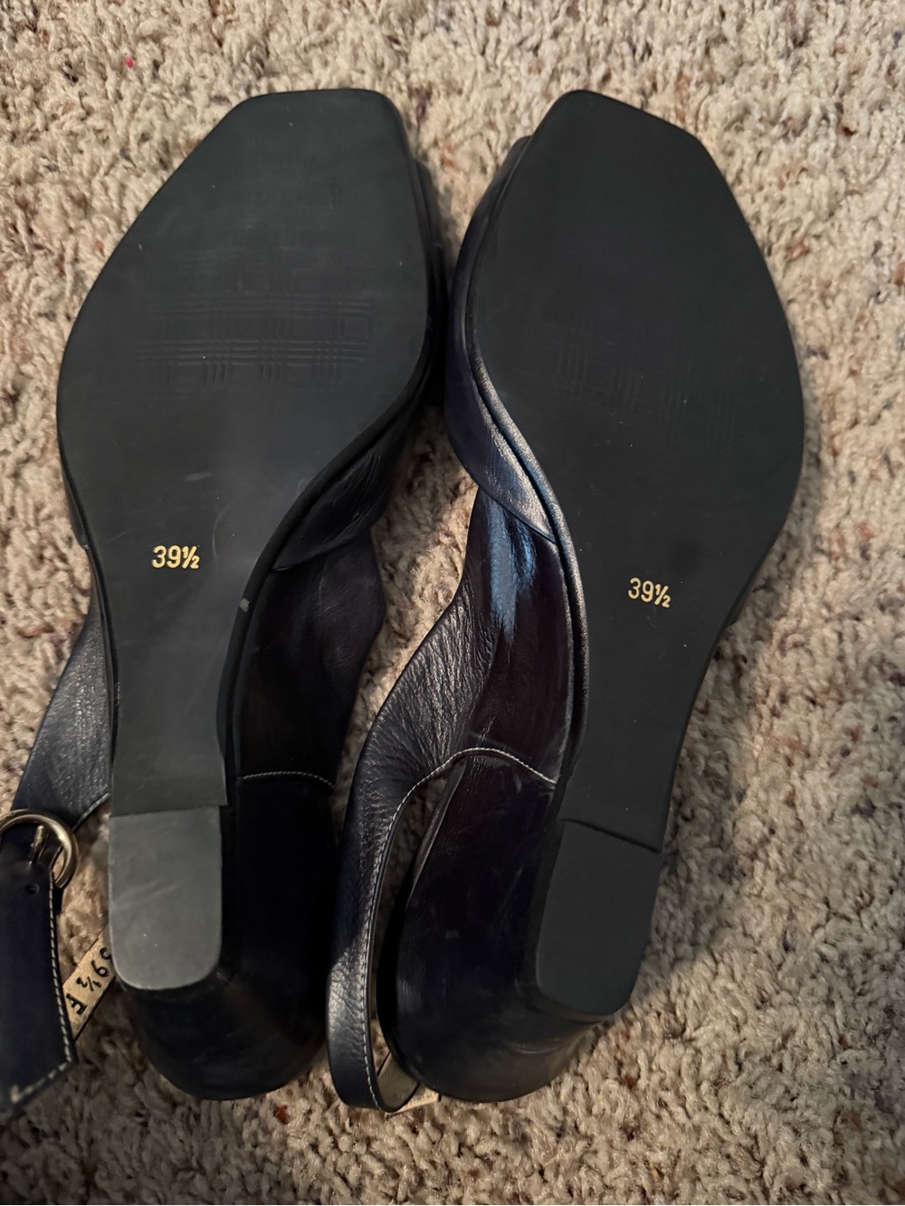 Women's Black Slingback Flats with Peep Toe - Picture 3 of 5